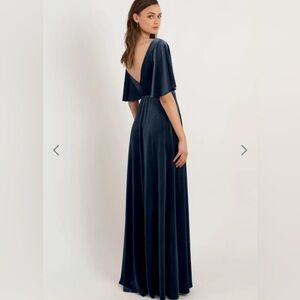 Jenny Yoo Marin Blue Velvet Wrap Dress